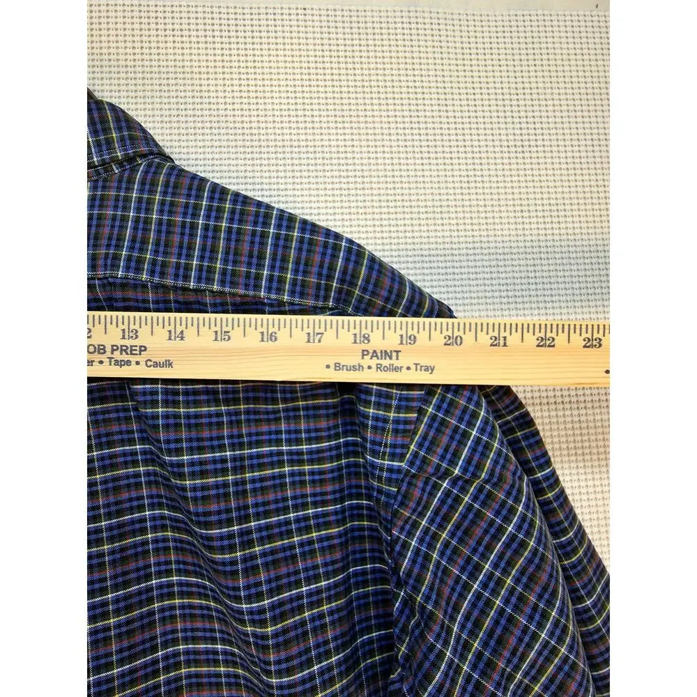 Polo Ralph Lauren Blake Shirt Mens L Blue Plaid Button Down Cotton LS VTG